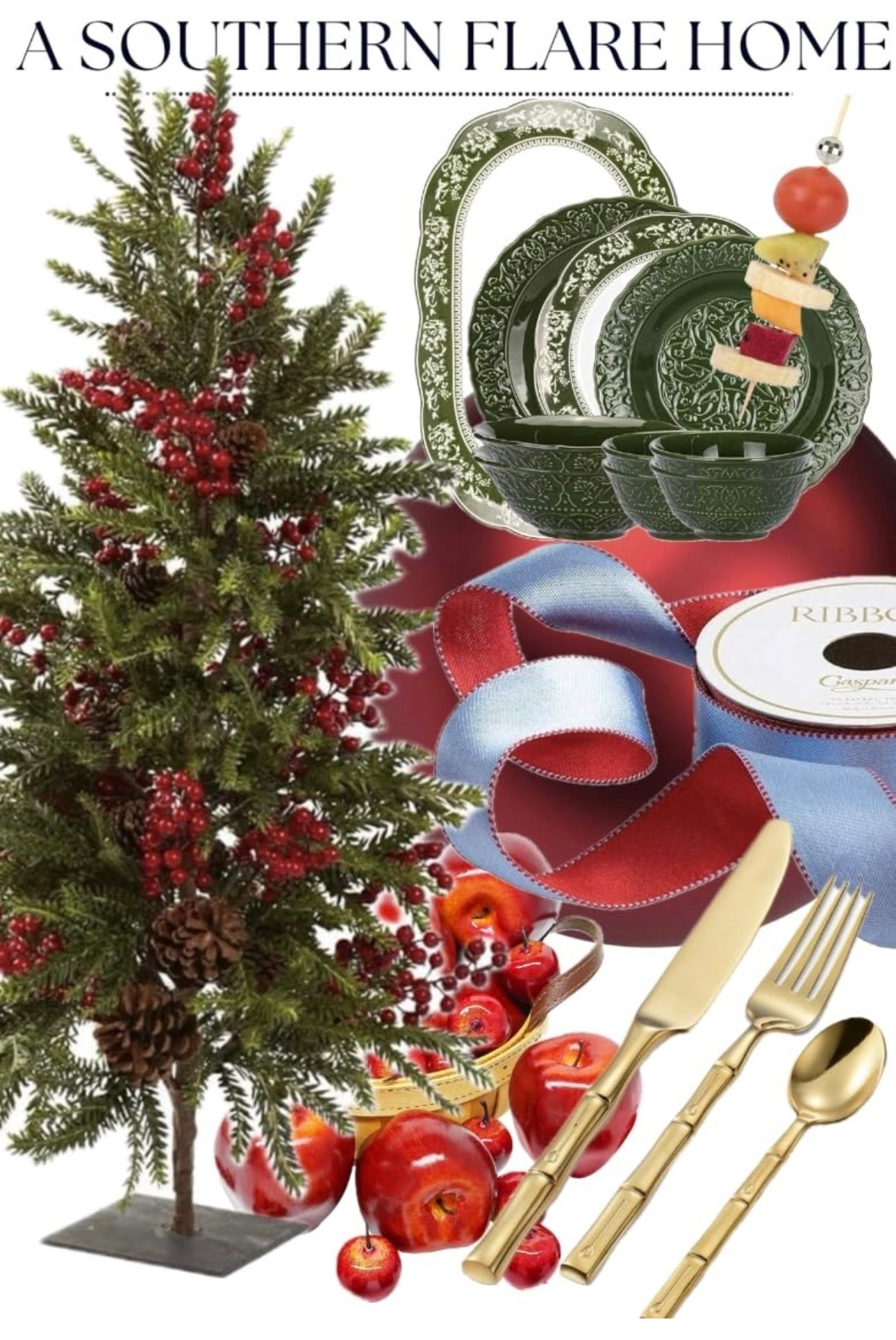 Holiday Home/ tabletop/ silverware/ plate set/ / holiday Table/ Christmas/ thanksgiving/ hosting/ buffet/ decorating/ ornaments/ trim the tree/ dining/ kitchen Essentials/ amazon