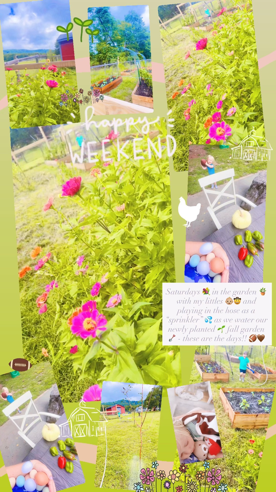Saturdays 💐 in the garden 🪴 with my littles 👶🏼🤠 and playing in the hose as a “sprinkler” 💦 as we water our newly planted 🌱 fall garden 🪏 - these are the days!! 🏈🤎