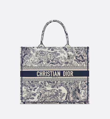 Large Dior Book Tote Blue Toile de Jouy Embroidery (41.5 x 35 x 18 cm) | DIOR | Dior Beauty (US)
