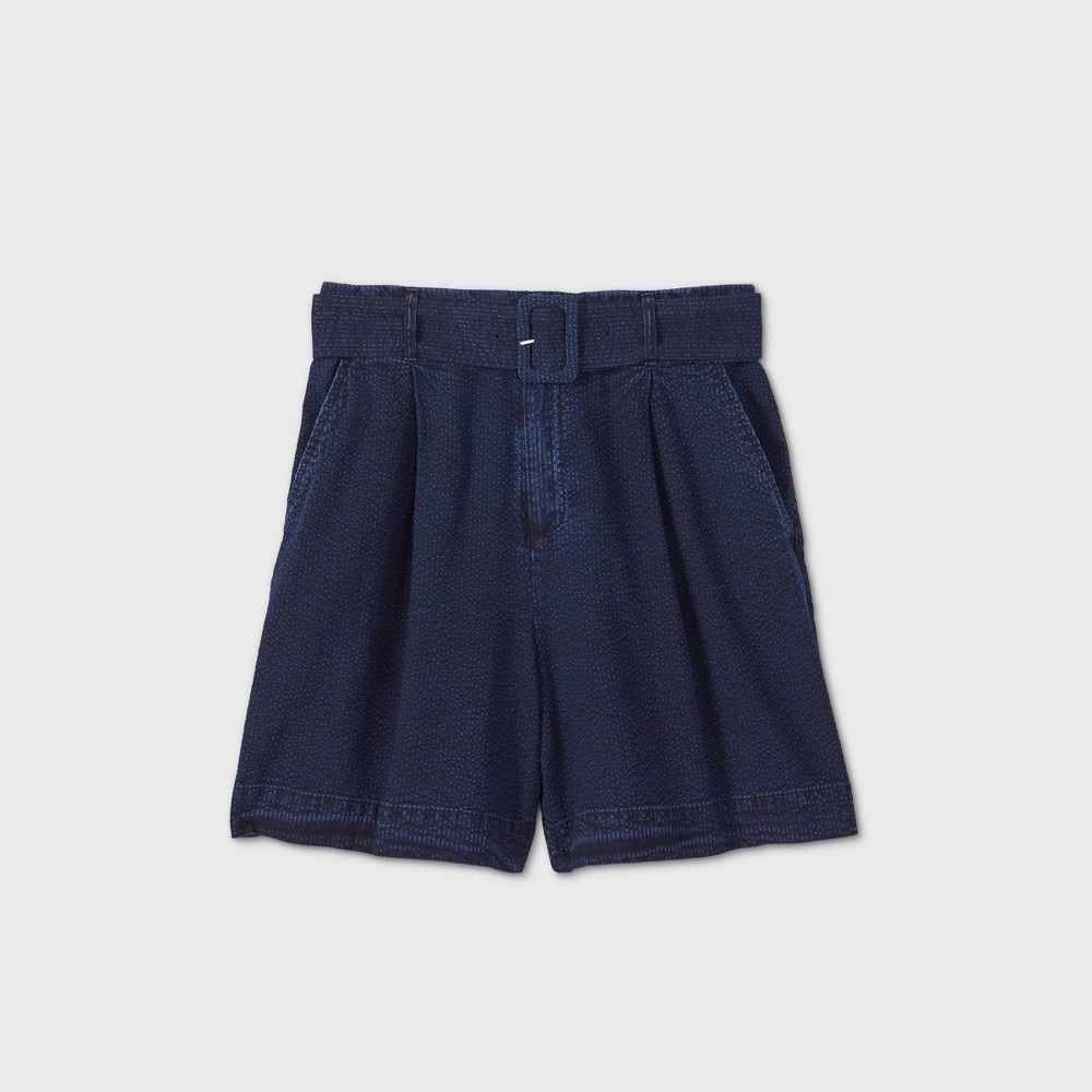 Women's Belted High-Rise Shorts - A New Day Indigo XL, Blue | Target