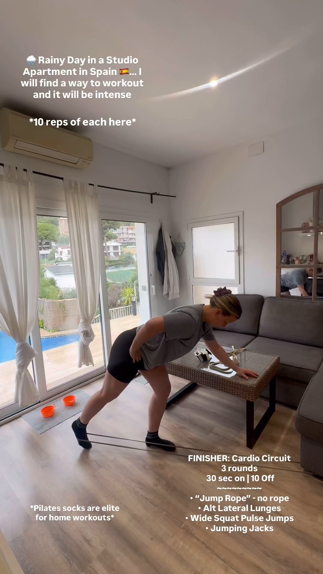 Rain or shine, I’ll get a workout in. 

How about this:  pouring rain, in Spain, studio apartment with my dog and boyfriend. 

Yeah, I’ll still get my workout in AND it’ll have my soul leave my body.  

I’ve linked my travel gym props here.  Everything I’ve packed for traveling through Europe.  Easy to travel and easy to sculpt.  budget friendly dupes included!

• Bala Bangles  
• Bala Booty Bands 
• Resistance Bands
• Lifting Gloves - great for holding bands with ease
• Pilates Socks - elite for gripping floor
• Sliders

No excuses, let’s get it done!

#LTKTravel #LTKActive #LTKdayinmylife