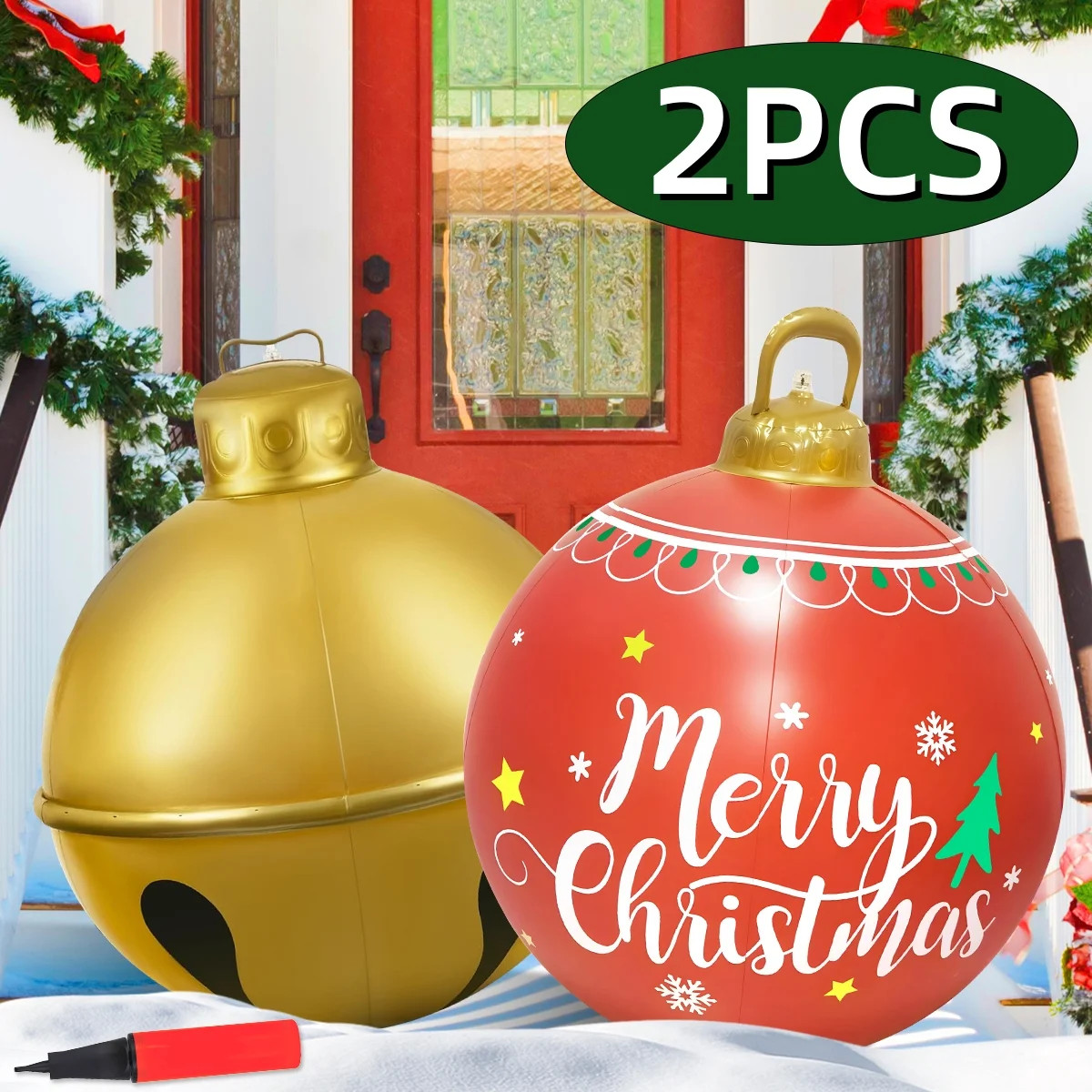 Inflatable Christmas Ball Ornaments Giant PVC Xmas Decorations Blow Hanging Balls for Outdoor Law... | Walmart (US)