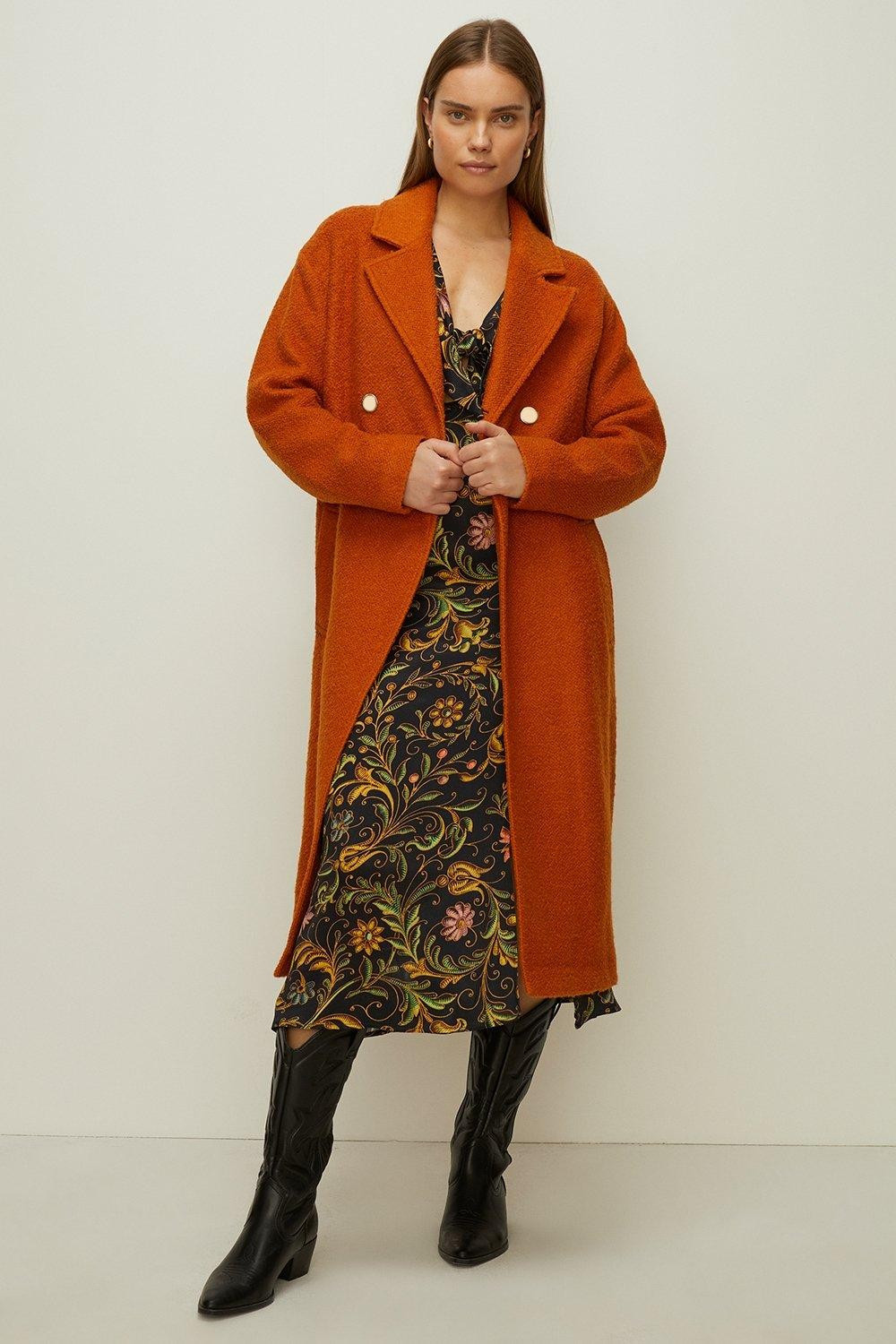 Wool Mix Boucle Oversized Coat | Oasis UK & IE