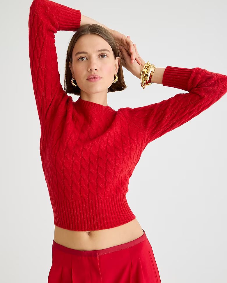 Cashmere shrunken cable-knit crewneck sweater | J. Crew US