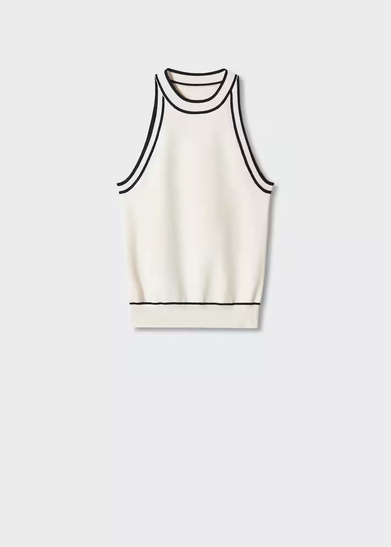 Knitted top with contrast details -  Women | Mango United Kingdom | MANGO (UK)