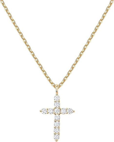 PAVOI 14K Gold Plated Cross Necklace for Women | Cross Pendant | Gold Necklaces for Women | Amazon (US)