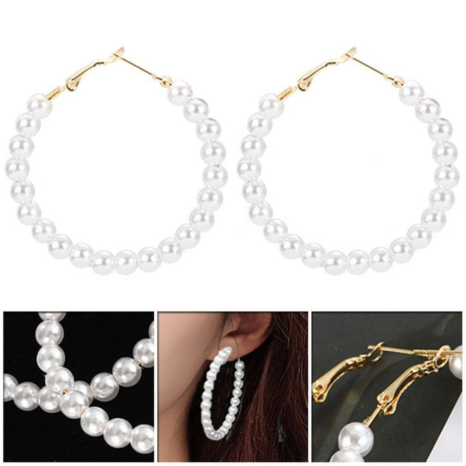 PWFE Pearl Hoop Earrings for Women Fashion Dangle Hypoallergenic Layer Earrings Drop Dangle Earri... | Walmart (US)