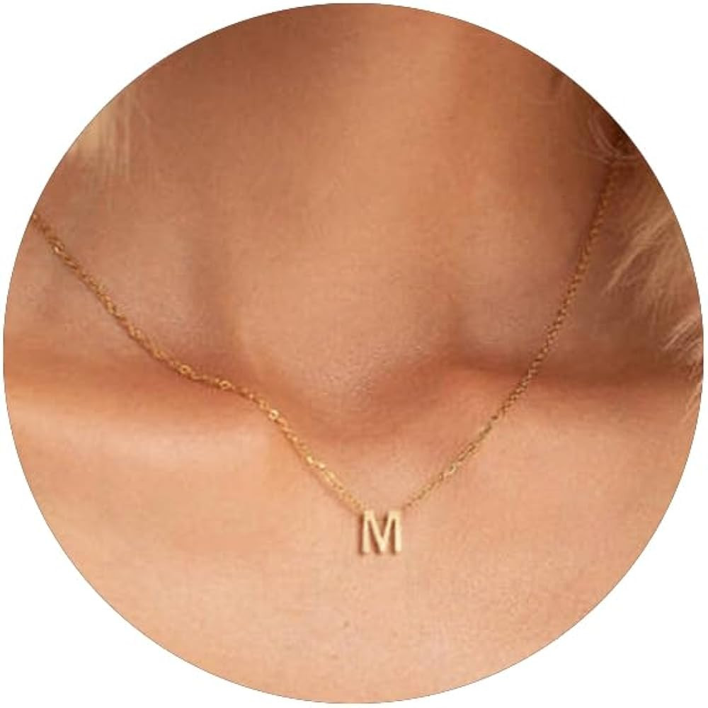 MOMOL Tiny Initial Necklace 18K Gold Plated Small Letter Necklace Personalized Name Necklace for ... | Amazon (US)