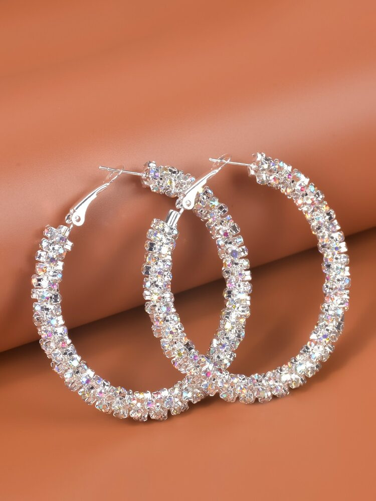 Rhinestone Decor Hoop Earrings | SHEIN