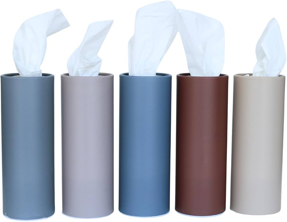 Cylinder Car Facial Tissue Holder, 5 Pack, 50 Tissues Per Cylinder, with Easy Open Lid, 3-Ply Tis... | Amazon (US)