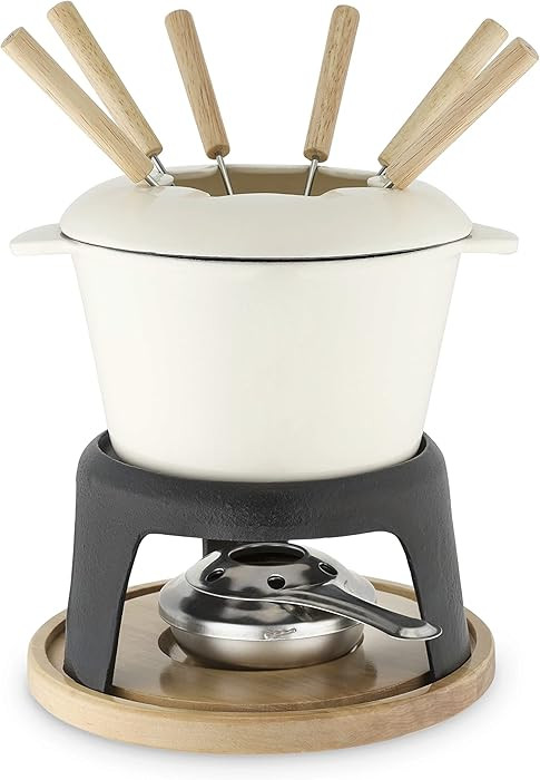 Twine Cast Iron Fondue Set with Metal Stand and Forks, Chocolate Melting Pot, Cheese Fondue Kit S... | Amazon (US)