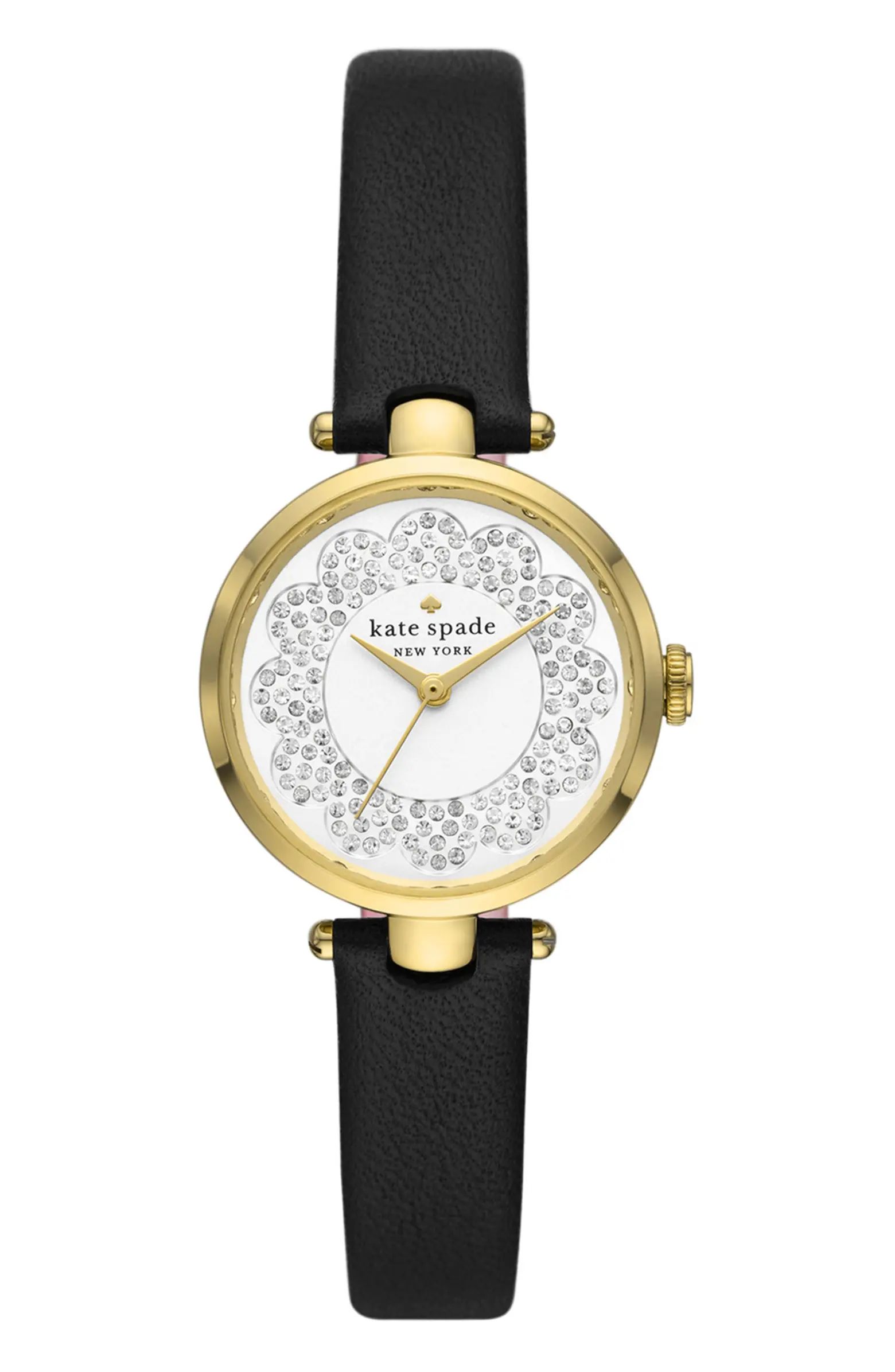 kate spade new york holland pavé leather strap watch, 28mm | Nordstrom | Nordstrom