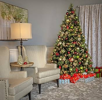 Amazon.com: National Tree Company Carolina Pine 7.5 Foot Artificial Holiday Prelit Christmas Tree... | Amazon (US)