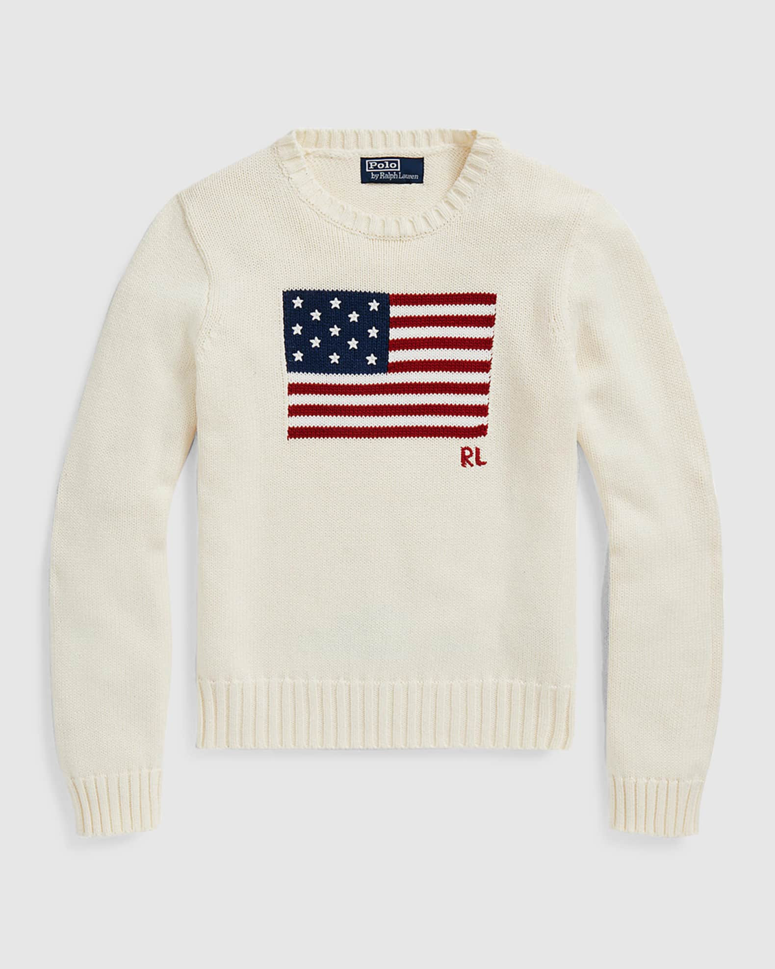 Flag Cotton Crewneck Sweater | Neiman Marcus