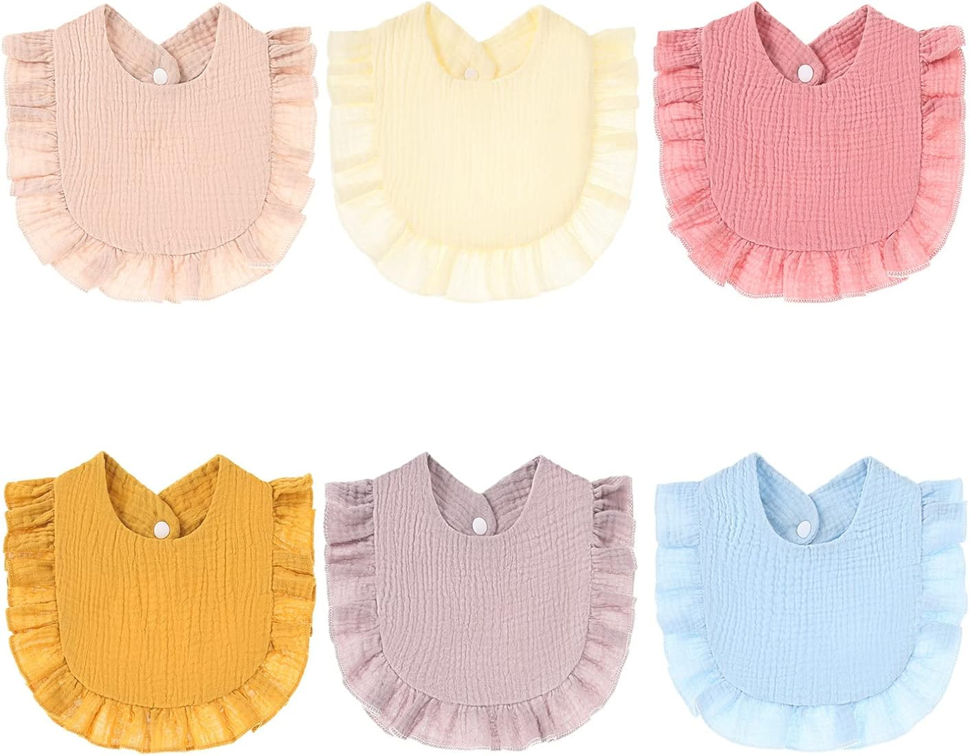 Muslin Baby Bibs Drool Teething Bibs Lap-shoulder Drool Cloths Bibs 4-Layer Organic Cotton for Girls | Amazon (US)