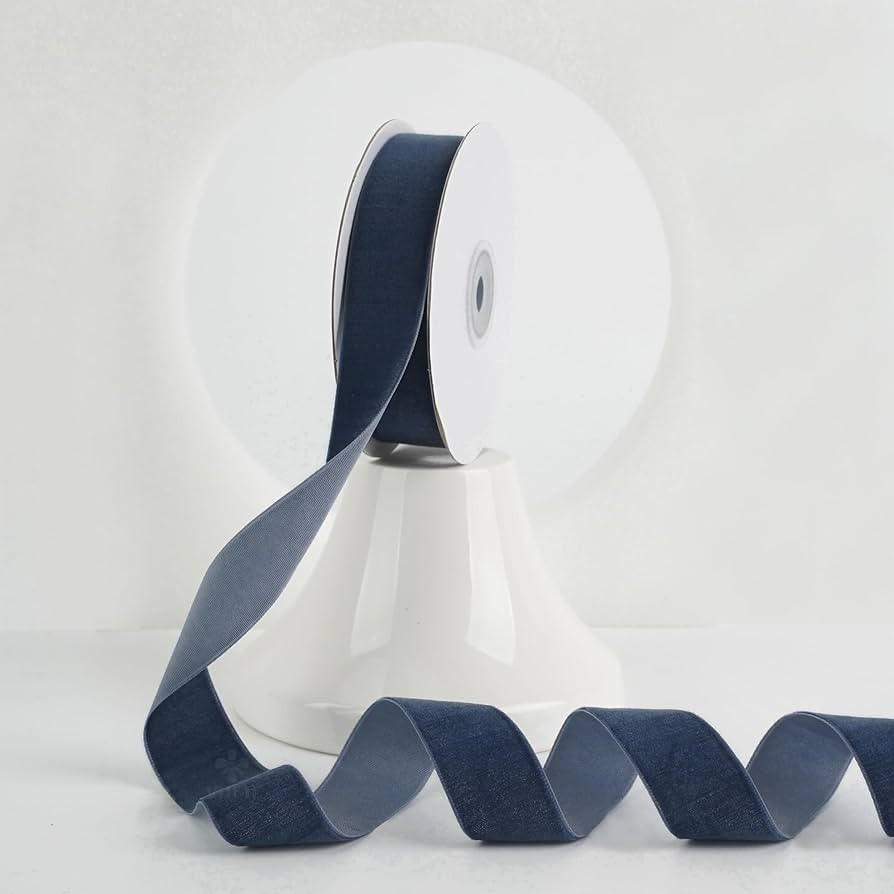 MEEDEE Navy Velvet Ribbon 1 Inch Single Face Nylon Velvet Ribbon 2 Rolls 20 Yards Navy Blue Velve... | Amazon (US)