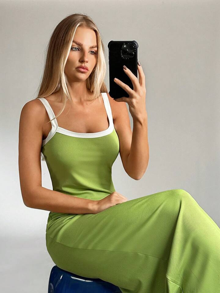 SHEIN EZwear Contrast Binding Cami Dress | SHEIN
