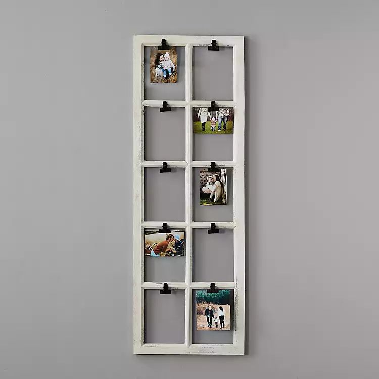 New! Distressed White Window Pane Clip Collage Frame | Kirkland's Home