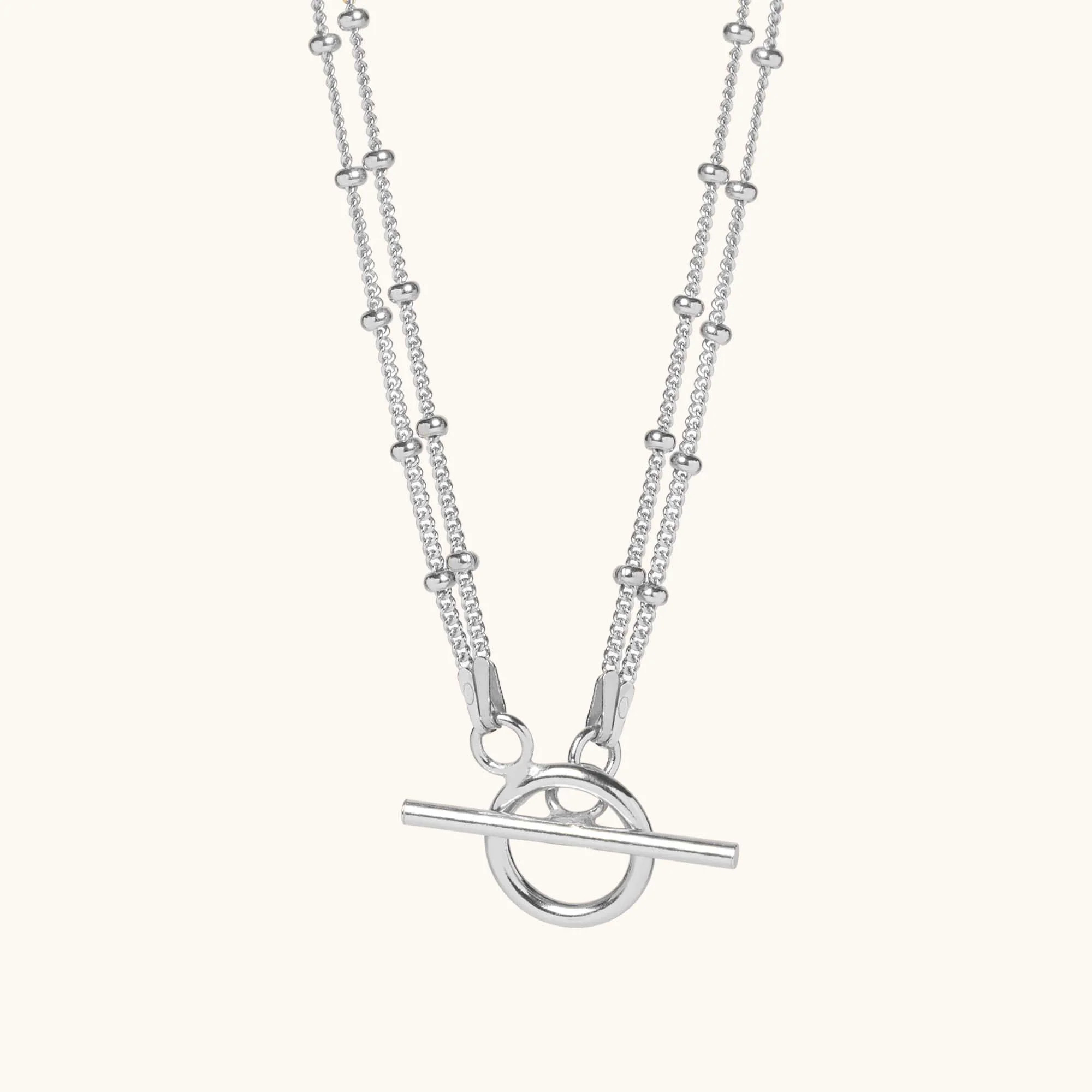 T-Bar Beaded Necklace Silver | Muru Jewellery.
