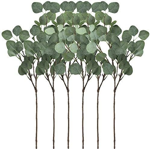 Supla 6 Pcs Artificial Silver Dollar Eucalyptus Leaf Spray in Green 25.5" Tall Artificial Greener... | Amazon (US)