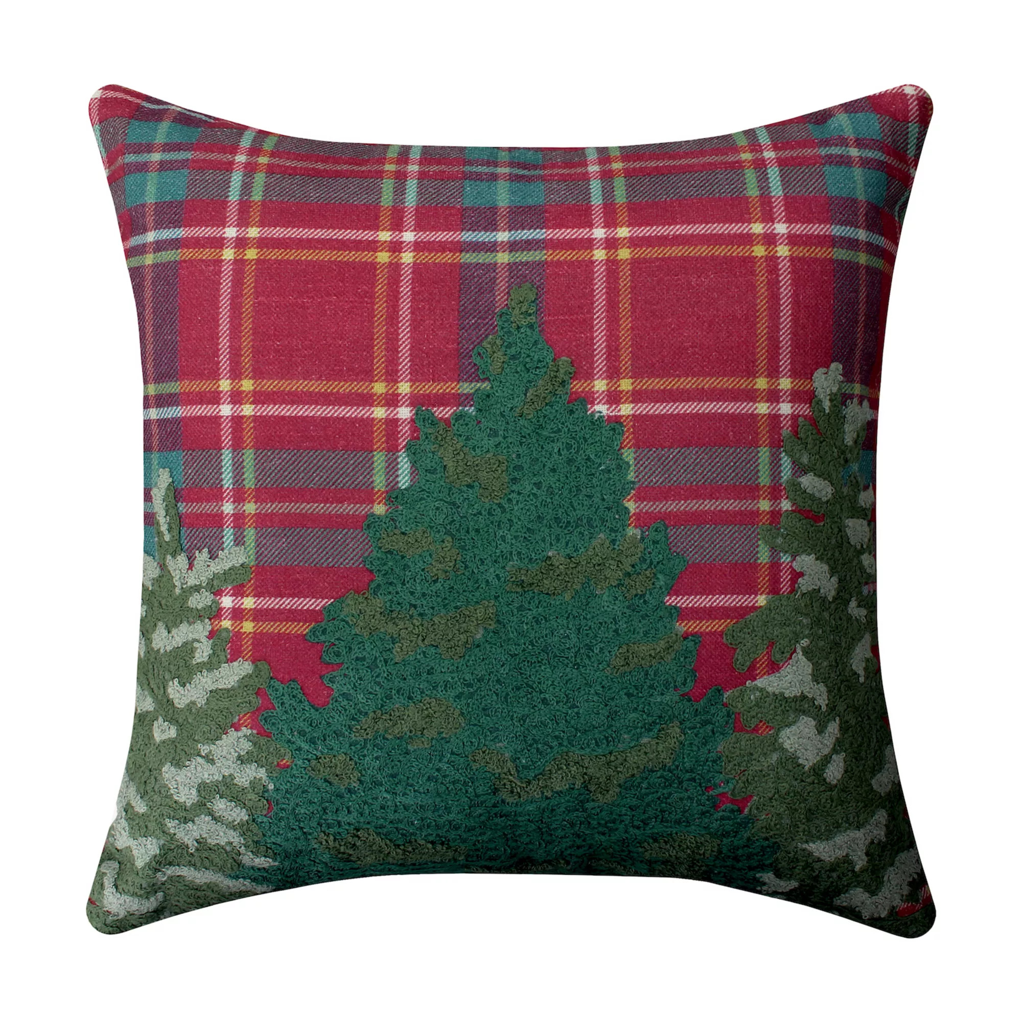 St. Nicholas Square® Plaid Embroidered Trees Throw Pillow | Kohl's