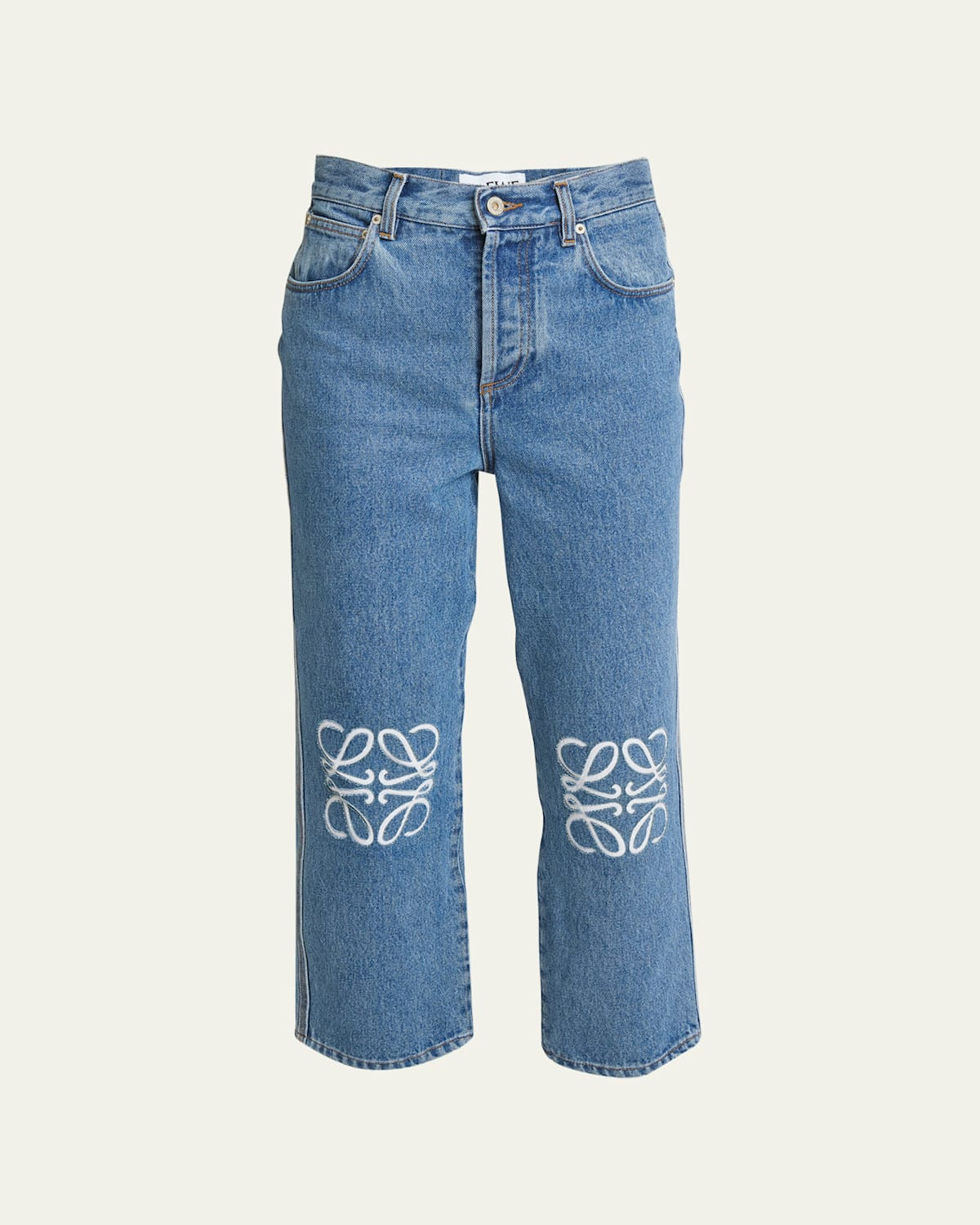 Cropped Jeans with Anagram Knee Detail | Bergdorf Goodman