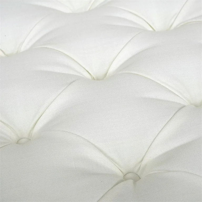 Luciana Tufted Cocktail Ottoman with Skirt, Antique White | Walmart (US)