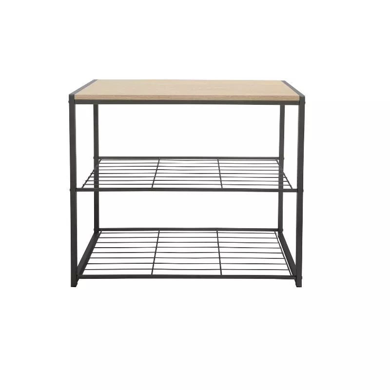 2 Tier Shoe Rack Black Metal Mesh - Brightroom™