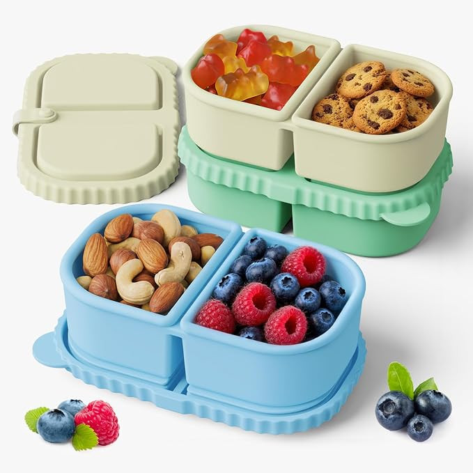 3 Pack 8 oz Silicone Snack Containers with Lids，Small Snack Box for Kid | Amazon (US)
