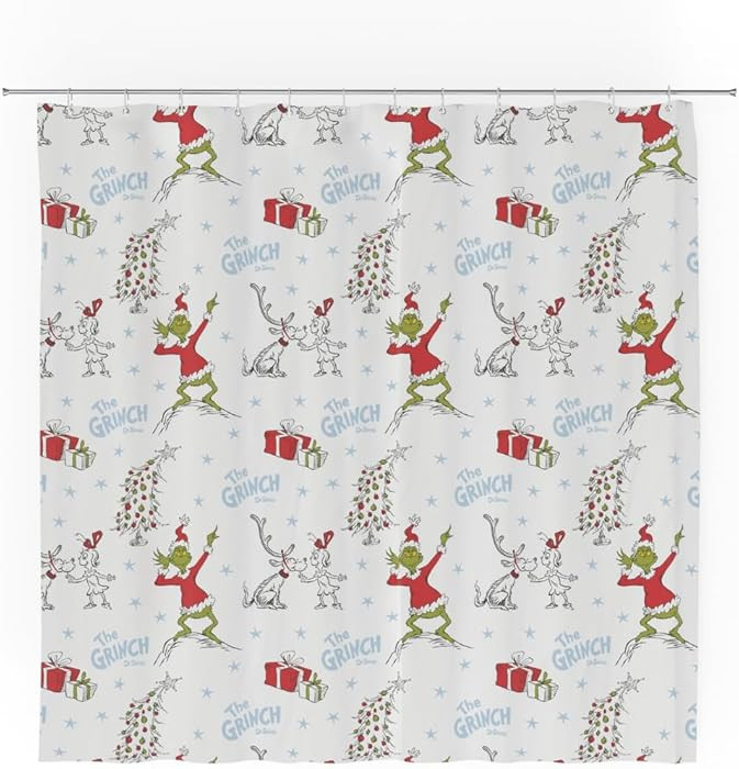 Franco Grinch Holiday Christmas Bath Microfiber Shower Curtain, 72x72, (Officially Licensed Produ... | Amazon (US)