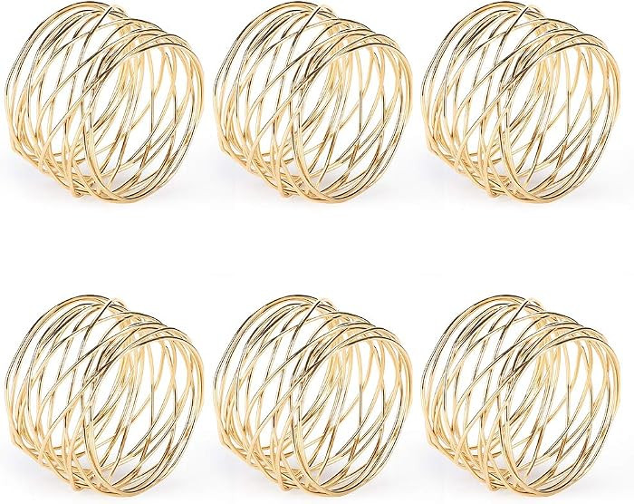 Accmor Napkin Rings, Metal Gold Round Napkin Rings Buckles for Table Decorations, Wedding, Dinner... | Amazon (US)