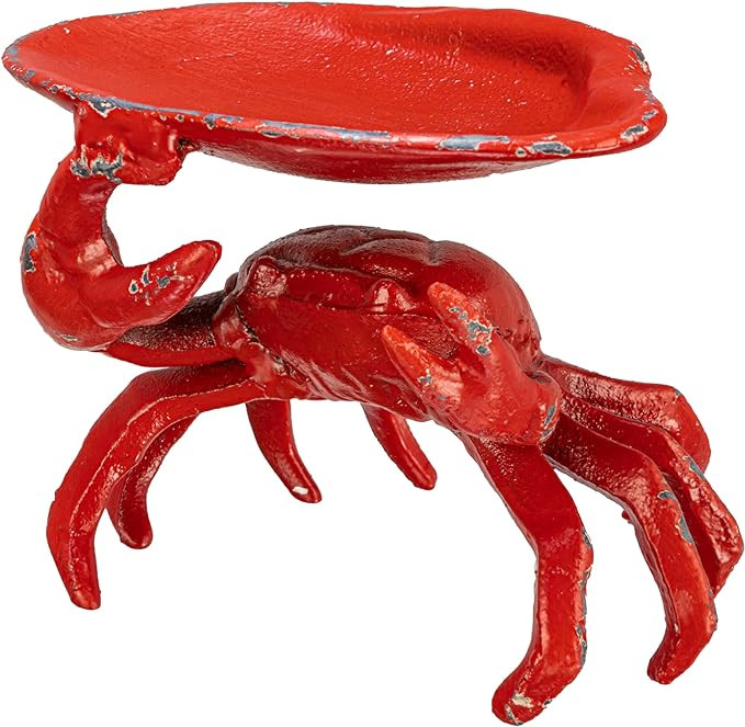 Distressed Red Decorative Cast Iron Crab Shaped Dish | Amazon (US)