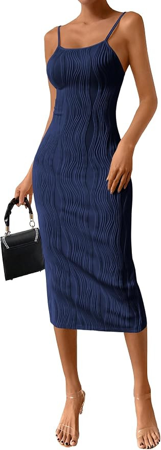 PRETTYGARDEN Summer Dresses for Women Sleeveless Bodycon Dress Textured Back Slit Sexy Cocktail P... | Amazon (US)