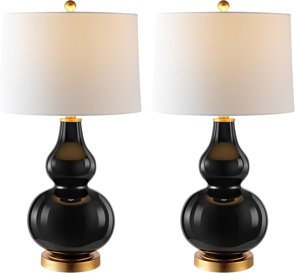 SAFAVIEH Lighting Collection Karlen Modern Contemporary Black/ Gold Leaf Double Gourd 29-inch Bed... | Amazon (US)