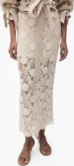 MANGO Floral Soutache Midi Skirt | Nordstrom | Nordstrom