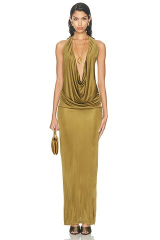 Plunge Neck Sleeveless Long Dress | FWRD 