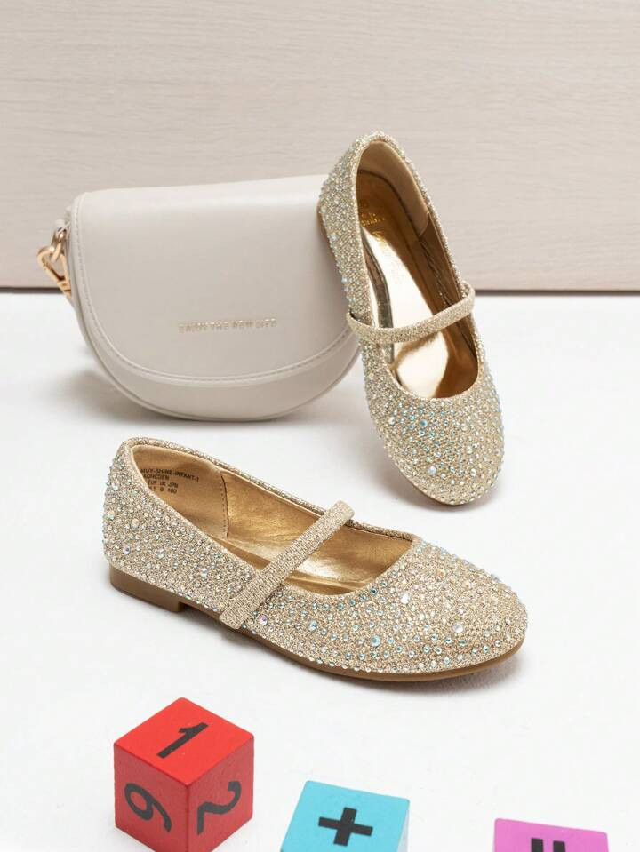 Girls Mary Jane Rhinestone Studded Slip On Ballet Flats Toddler | SHEIN
