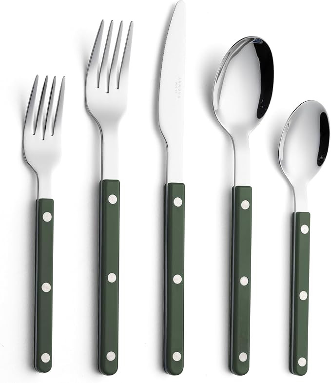 ANNOVA Silverware Set, Retro/Rivet Colorful Stainless Steel Tableware Kitchen Flatware Set Utensi... | Amazon (US)