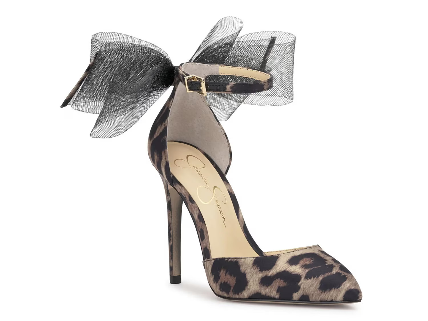 Jessica Simpson Phindies Pump | Women's | Tan/Black Leopard Print | Size 9.5 | Pumps | Ankle Strap | DSW