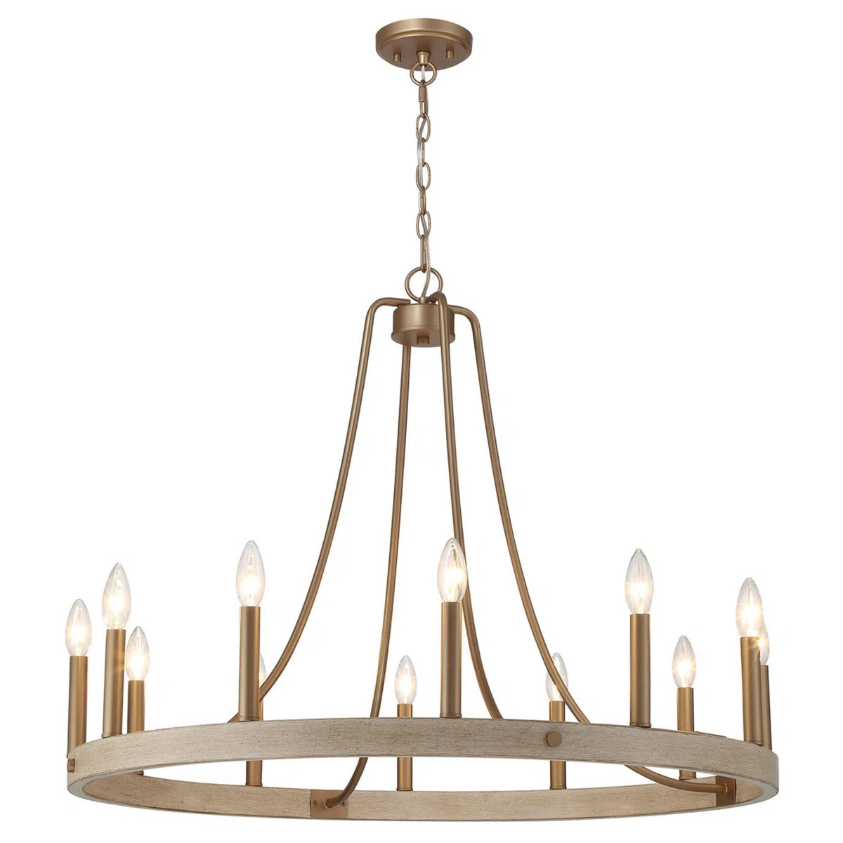 Adriana 12-Light Dimmable Steel Wagon Wheel Chandelier with Sloped Ceiling Adapter | Wayfair North America