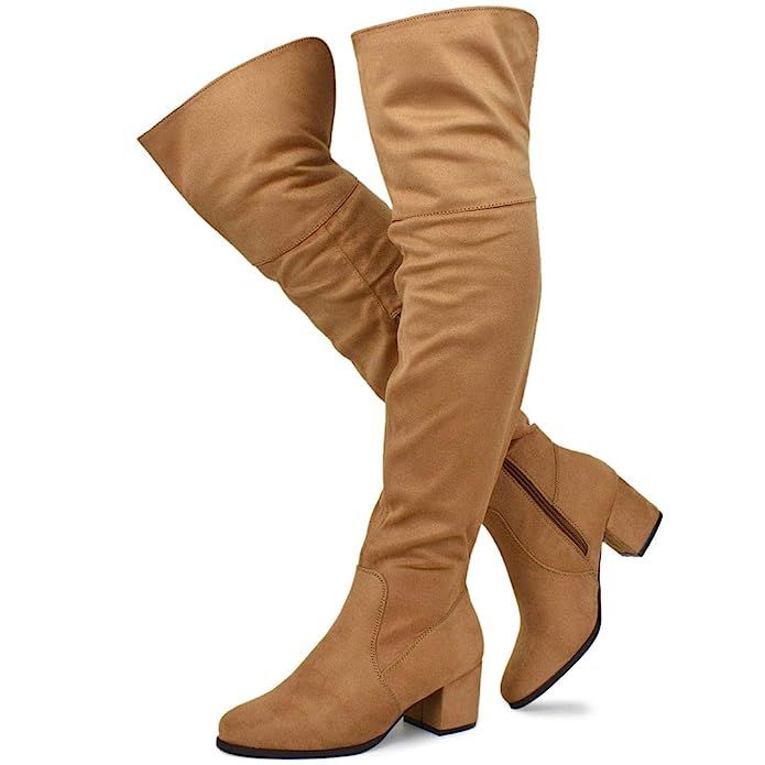 Prime Shoes - Women's Over The Knee Stretch Boot - Trendy Low Block Heel Shoe - Sexy Over The Kne... | Amazon (US)