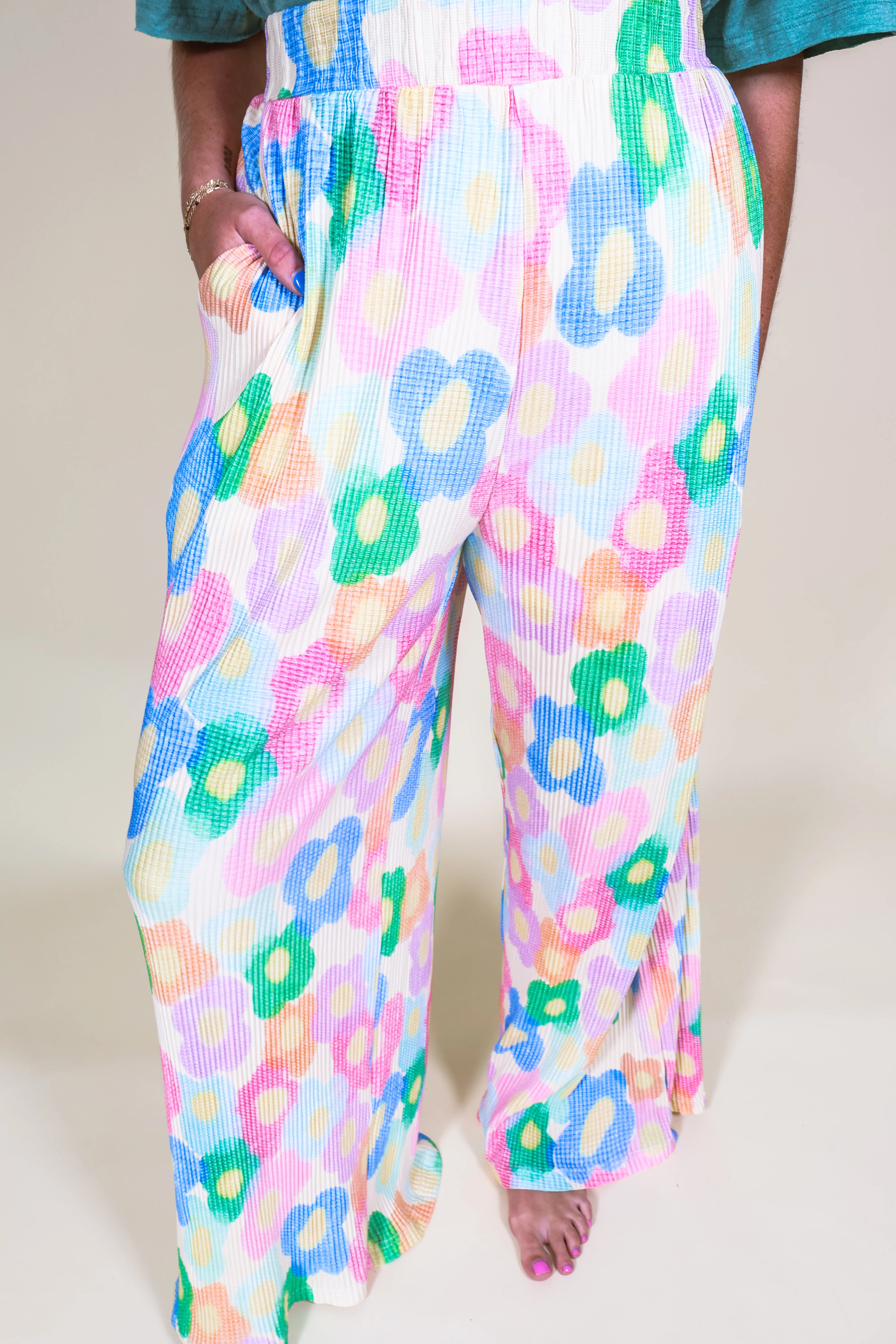 Floral Print Plisse Bottoms | Bates Boutique 