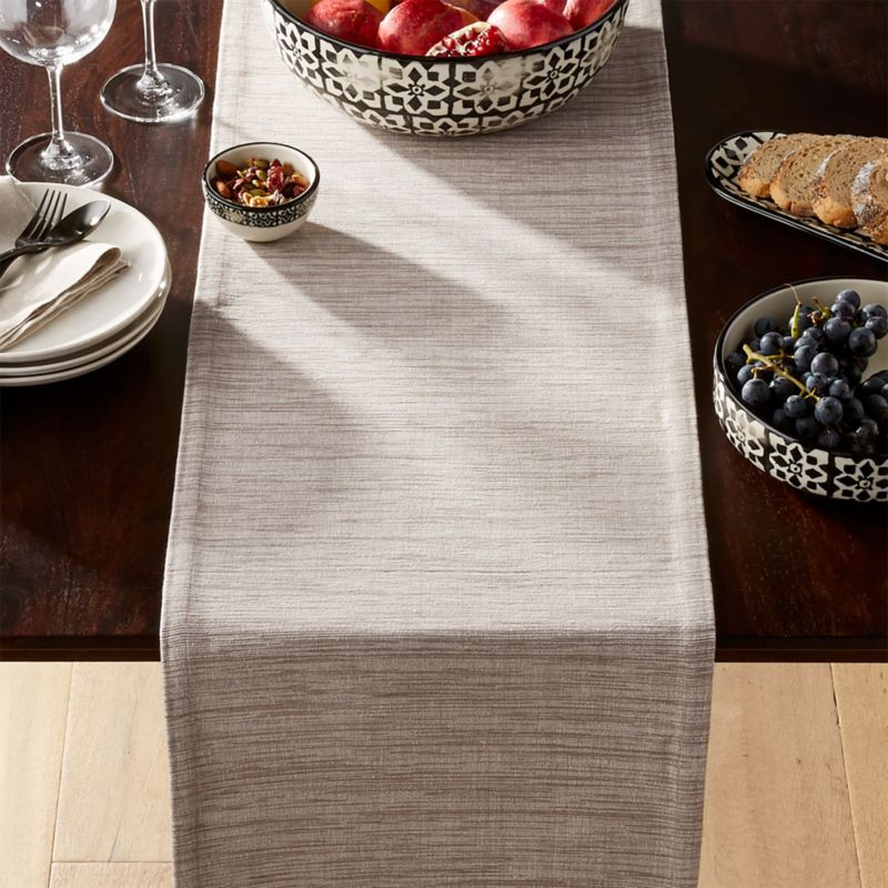 Aspen Dove Grey Table Runner + Reviews | Crate and Barrel | Crate & Barrel