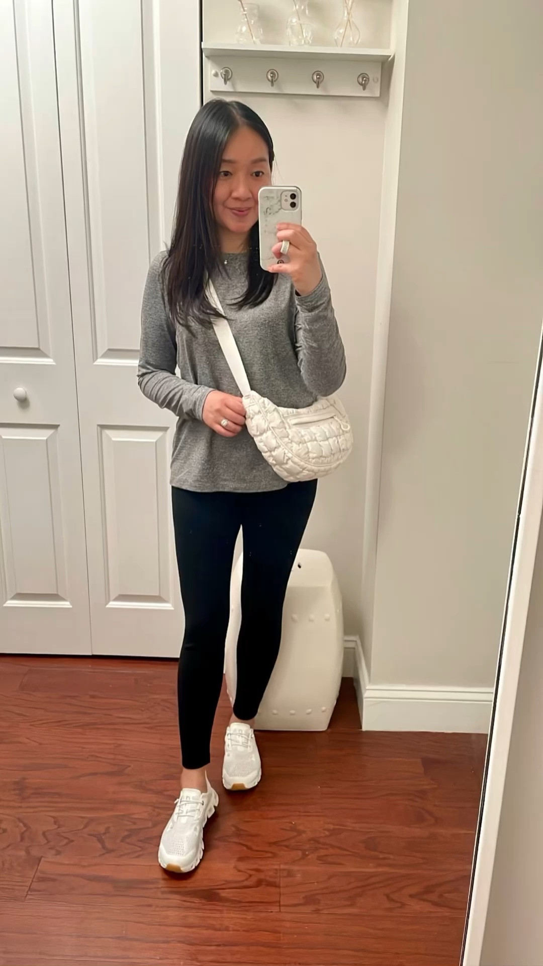 I took my usual size 4 at Lululemon. This shirt has a lovely drape and relaxed fit. The fabric for the grey color has laundered well in the cold wash cycle and air dried. 

Uniqlo ultra warm heattech legging in kids size 11-12. I'm usually size 13 kids at Uniqlo but the leggings ran big so I sized down. They're my go-to cold weather leggings.

#LTKFindsUnder100 #LTKOver40 #LTKActive