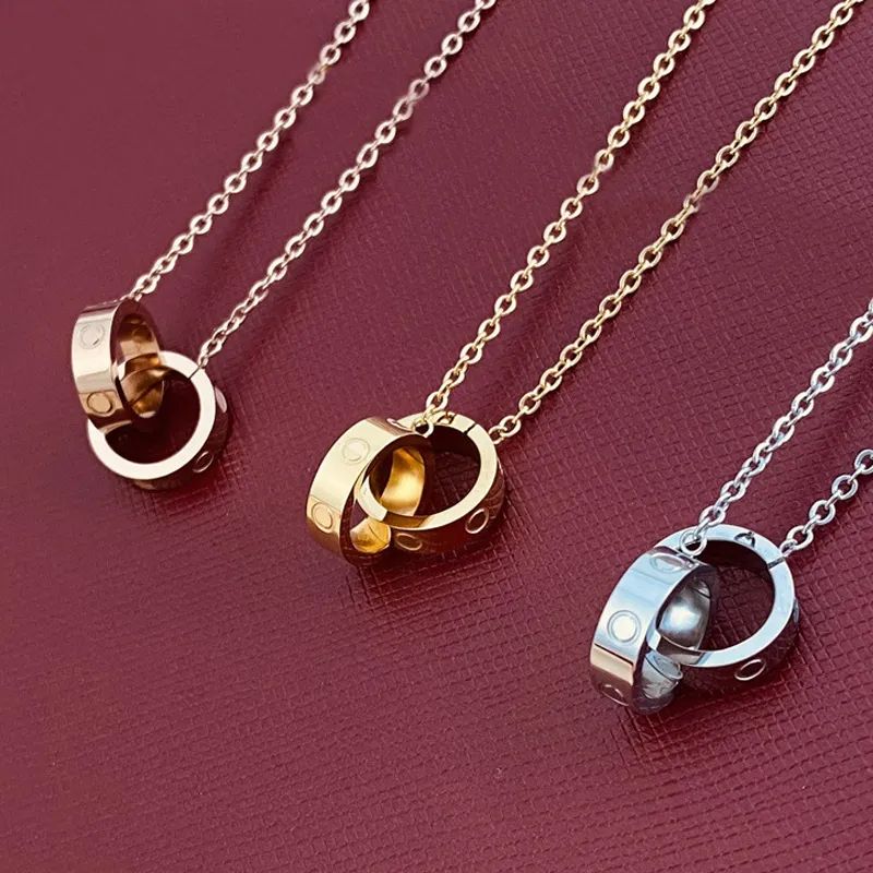 Designer luxury necklace designers jewelry gold silver double ring christmas gift cjeweler mens w... | DHGate