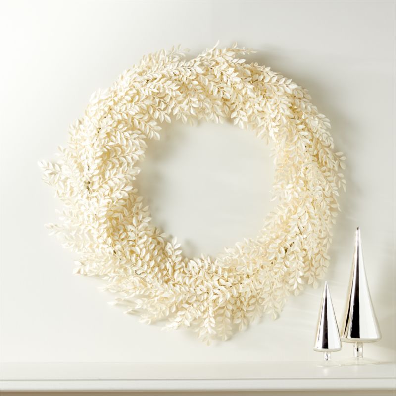 White Faux Ruscus Wreath 30" | CB2 | CB2