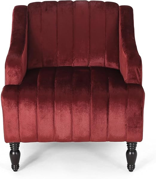 Candice Glam Velvet Club Chair, Garnet and Dark Brown | Amazon (US)