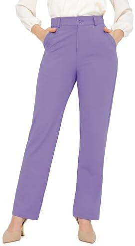 Bamans Dress Pants Women Work Business Pants Tummy Control Office Straight Leg Trousers High Wais... | Amazon (US)