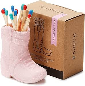 RANEON Cowboy Handmade Match Holder, Ceramic Match Box for All Matches, Cute Home Decor Match Jar... | Amazon (US)