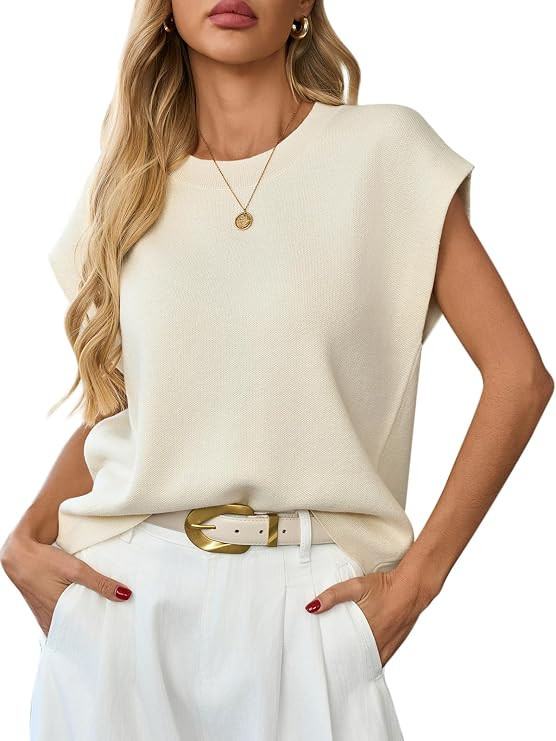 GREAIDEA Womens Sweater Vest Cap Sleeve Business Casual Tops Work Shirts | Amazon (US)